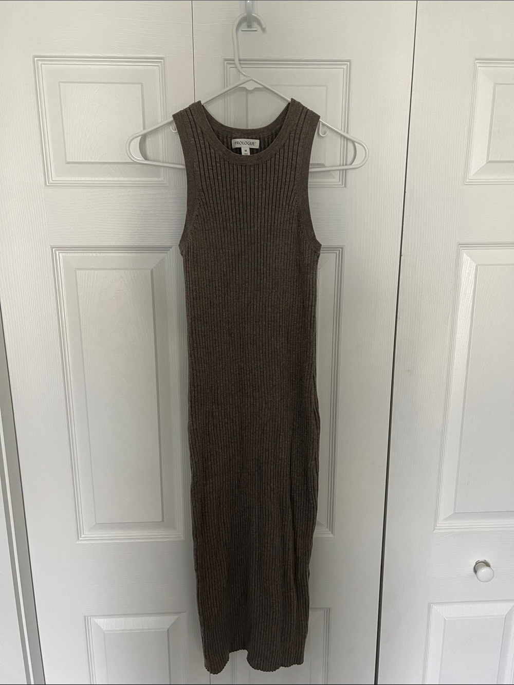 Prologue Ribbed Sleeveless Dress in Brown
